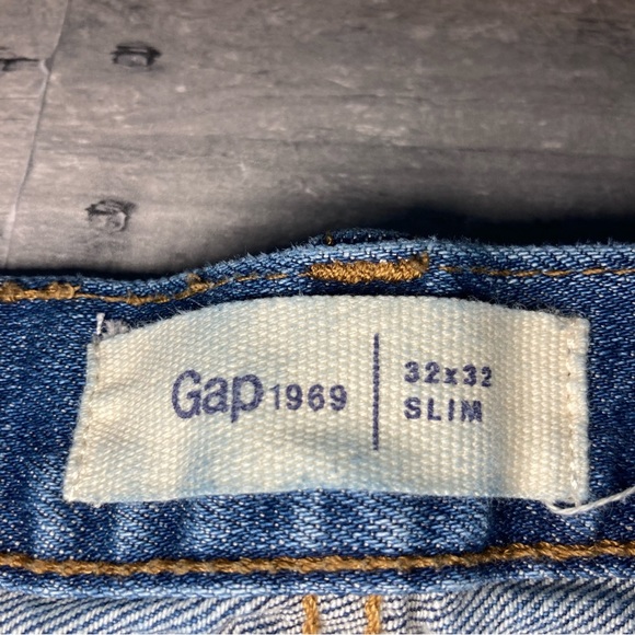 Gap 1969 Mens Slim Denim Jeans Raw Hem with Washwell Size 32X32 - Picture 6 of 16